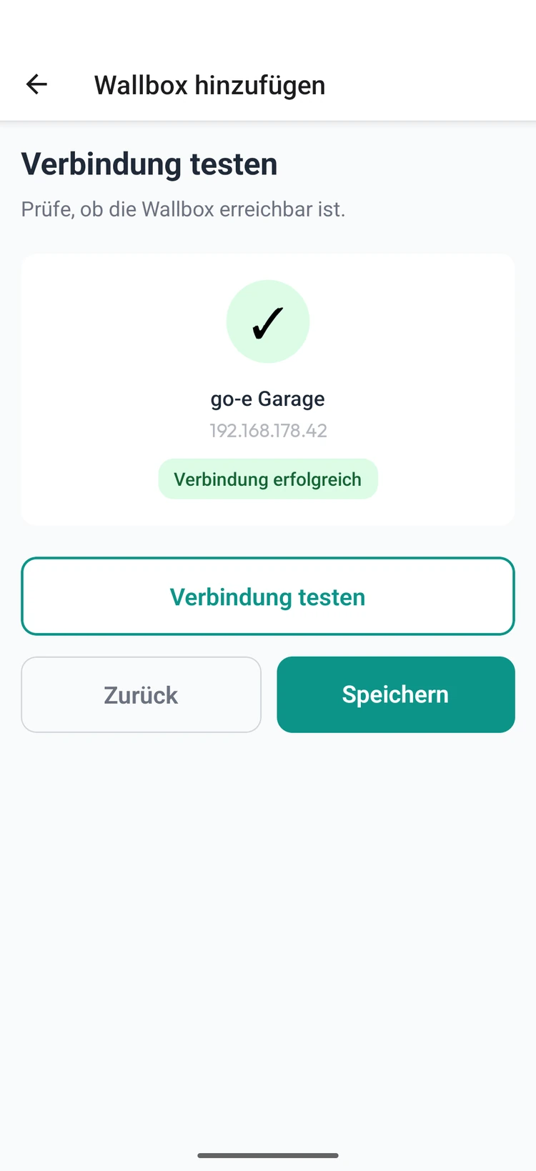 Verbindung zur go-e erfolgreich getestet