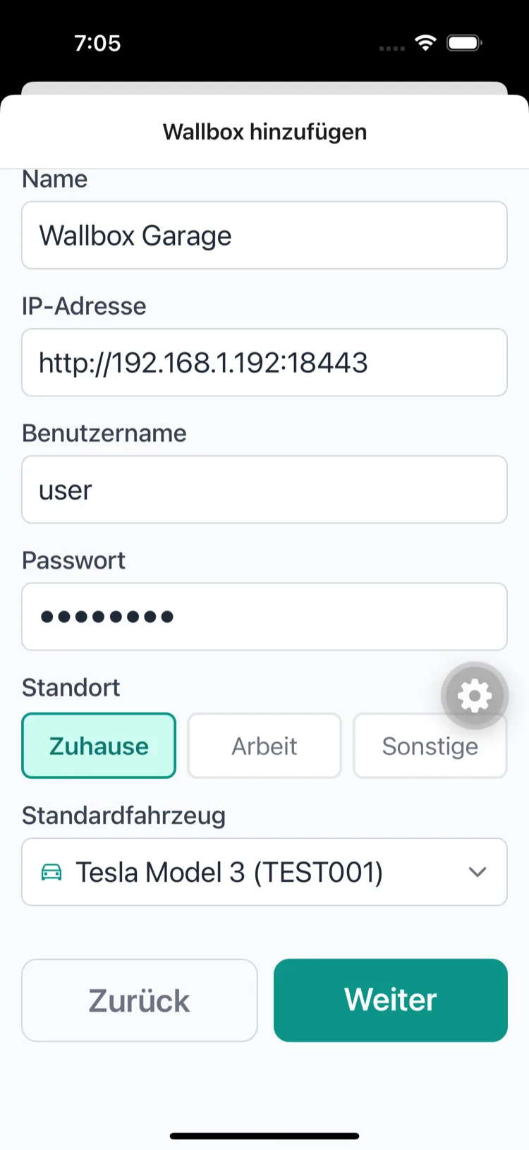 Verbindungsdaten der SMA-Wallbox eingeben